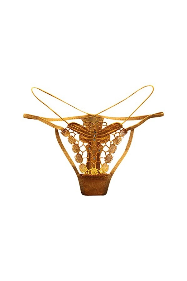 Lingerie Femme Sexy Ensemble Homme Sexy Hot y27k Culotte Taille Basse en Maille pour Femme Qui Remonte Yellow, One Size 