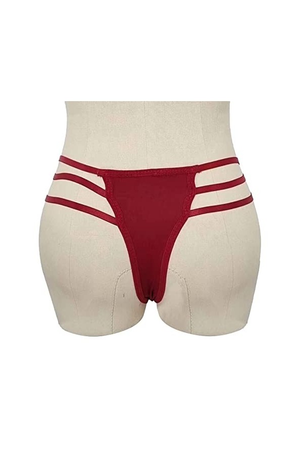 Aoklidil Culotte sexy pour femme Mode Confort Sexy Motif Sexy Culotte Low Rise Doux Sexy Dos G String Culotte Femme Noir, Vin