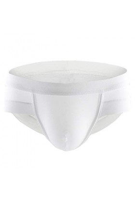 Hommes Sexy Coton Boxer Briefs Shorts sous-vêtements Doux Renflement Pouch Slip String Sexy Hot Ouverte White, L 