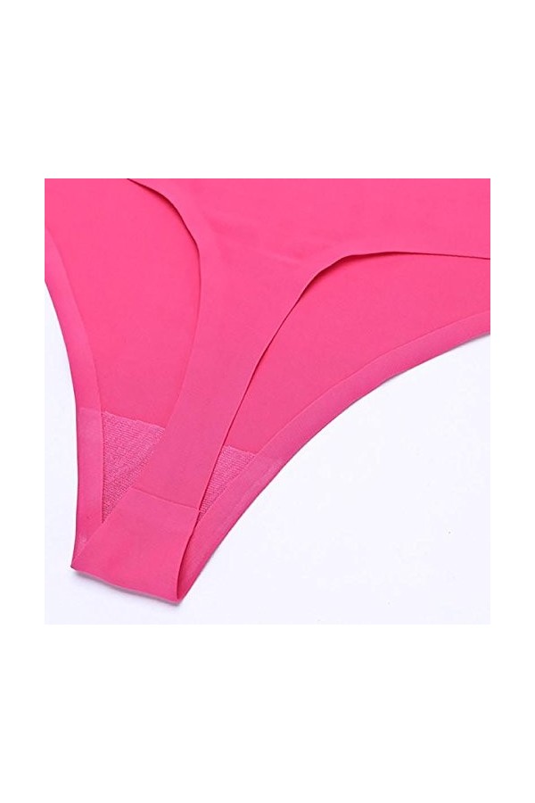 BIISDOST Briefs de Glace Entrejambe sous-vêtements sans Couture Sexy Femmes G-Strings Soie Coquin Hot Pink, XL 