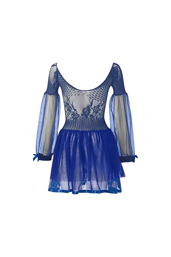 Ensemble de sous-vêtements sexy en dentelle pour femme, lingerie sexy en maille, lingerie découpée, grande taille, bleu, XL