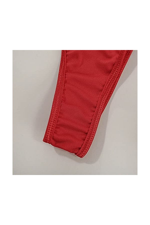 Luckywaqng Sous-vêtements sexy rouge mode vêtements de nuit anneau pantalon dentelle sous-vêtements sexy pyjama sous-vêtement