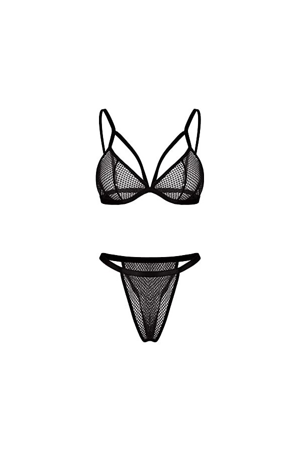 Lingerie Sexy Femme Coquine Hot Grande Taille Bra PolaneEmbroideDe Jour à la Femme Lingerie Ouverte Perle Black, M 