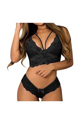 Bralette Plus Lingerie Floral Piece Sous-vêtements Femme Taille Corset Dentelle Deux Soutien-gorge Ensemble de Lingerie avec 