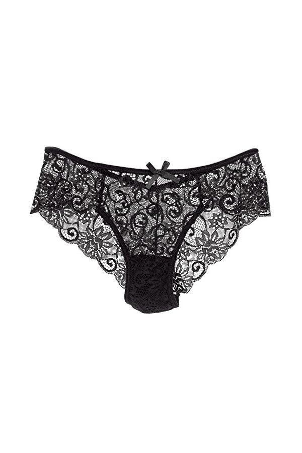 TDEOK Femmes Sexy Culottes Dentelle Décolleté Creux Taille Culotte Culotte Lingerie Sexy Dames, Noir , S