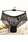 TDEOK Femmes Sexy Culottes Dentelle Décolleté Creux Taille Culotte Culotte Lingerie Sexy Dames, Noir , S