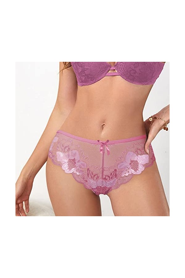 Lingerie Femme Sexy Ensemble Homme Sexy Hot y25k Femmes Culotte Rose Dentelle Transparent Évider Sous-Vêtements Confort Sans 
