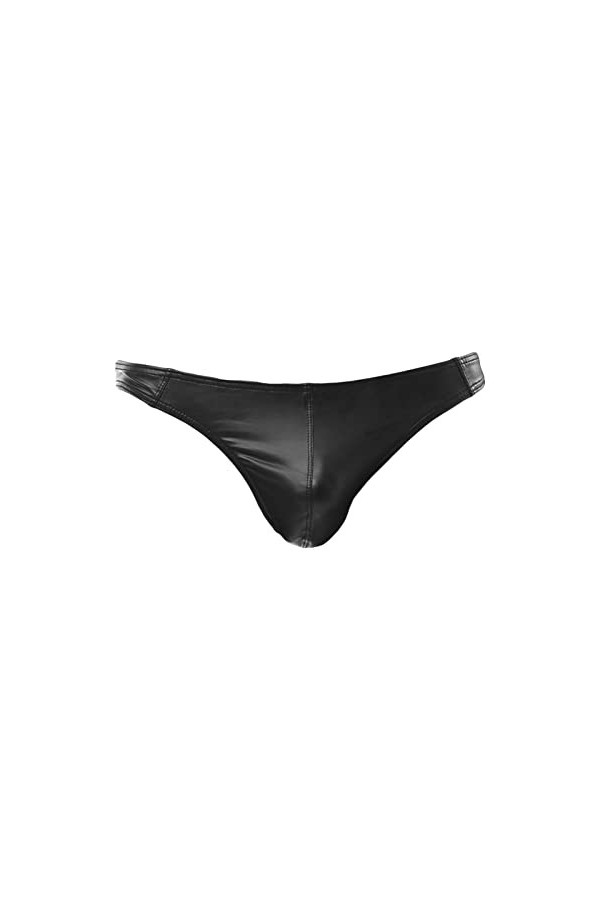 DGKaxiyaHM sous-vêtements en Cuir pour Hommes Culotte Taille Basse Sexy U Convex Pouch Thongs Stretch G-String T-Back Slip Ma