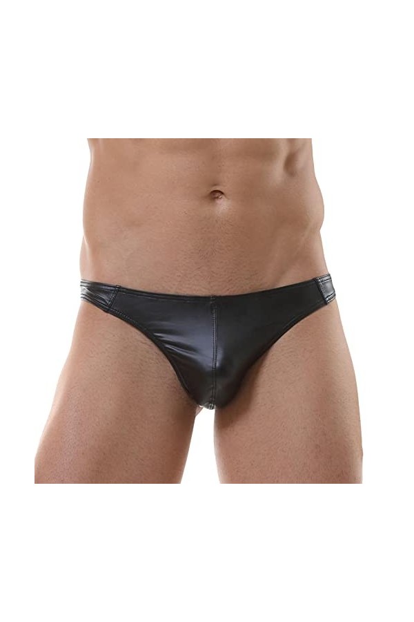 DGKaxiyaHM sous-vêtements en Cuir pour Hommes Culotte Taille Basse Sexy U Convex Pouch Thongs Stretch G-String T-Back Slip Ma