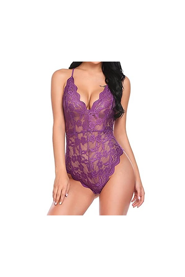 Ensemble Lingerie Feminine Sexy Erotisme Lingerie Sensuelle Dentelle Nuisette Sexy Nuit Teddy Nuisette Mini Robe Slutty Hot C