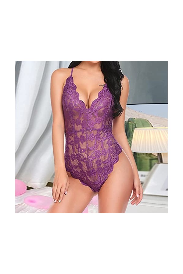 Ensemble Lingerie Feminine Sexy Erotisme Lingerie Sensuelle Dentelle Nuisette Sexy Nuit Teddy Nuisette Mini Robe Slutty Hot C