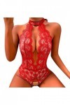 Lingerie Nuisette Femme Sexy Ensemble Une pièce Teddy Ensemble de Lingerie Ouvert Entrejambe Dentelle Babydoll Body Combinais