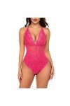 Hasagimol Lingerie Sexy Femme Pute One-Piece Deep V Dos Nu Réglable Teddy Sous-VêTement Entrejambe Dentelle Babydolls Body Co