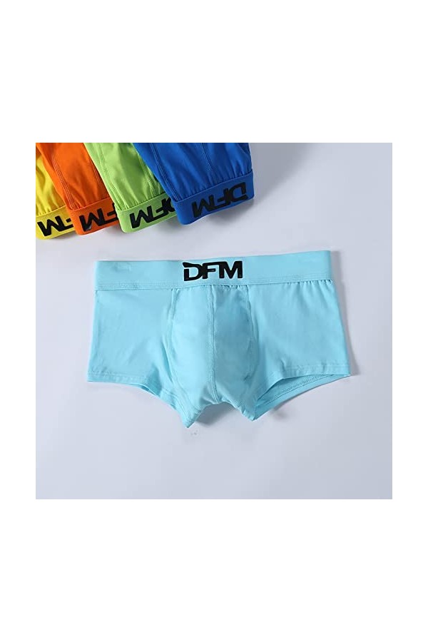 Boxer pour homme - Élégant - Multicolore - Respirant - En bambou - Rayonne - Avec poches séparées, B bleu clair., XXXXL