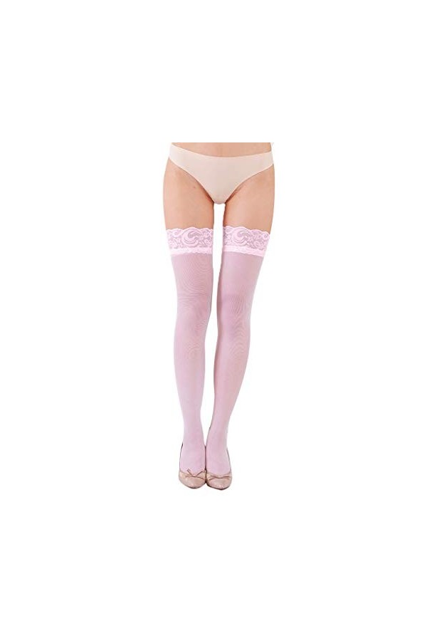 XIUH Bas résille sexy pour femme Noir, a-rose, taille unique