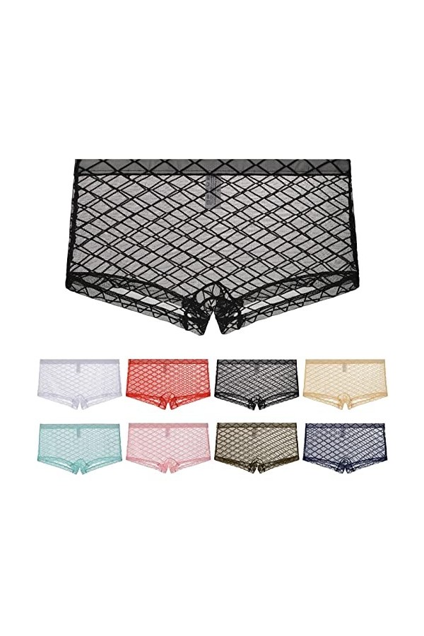 Gefomuofe Lingerie sexy pour homme - Dentelle soyeuse - Slip Sissy Pouch Crossdress Culotte Bikini Sexy Babydoll G-string tra