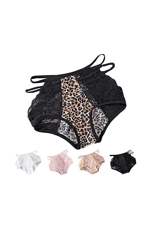 Aoklidil Sous-vêtements sexy pour femme - Noir - Sexy - En résille - Culotte - String pour femme - Noir, b-noir, XL