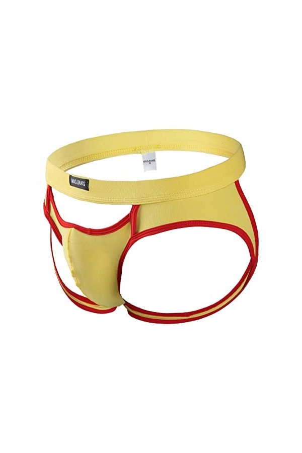 Slip pour homme 2XL avec sangle de jock pour homme - Sous-vêtements sexy pour homme, jaune, S