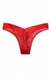 BIISDOST Femmes Sexy Taille Basse en Satin à Travers Une Culotte Transparente en Dentelle Creuse Body Jungle Red, One Size 