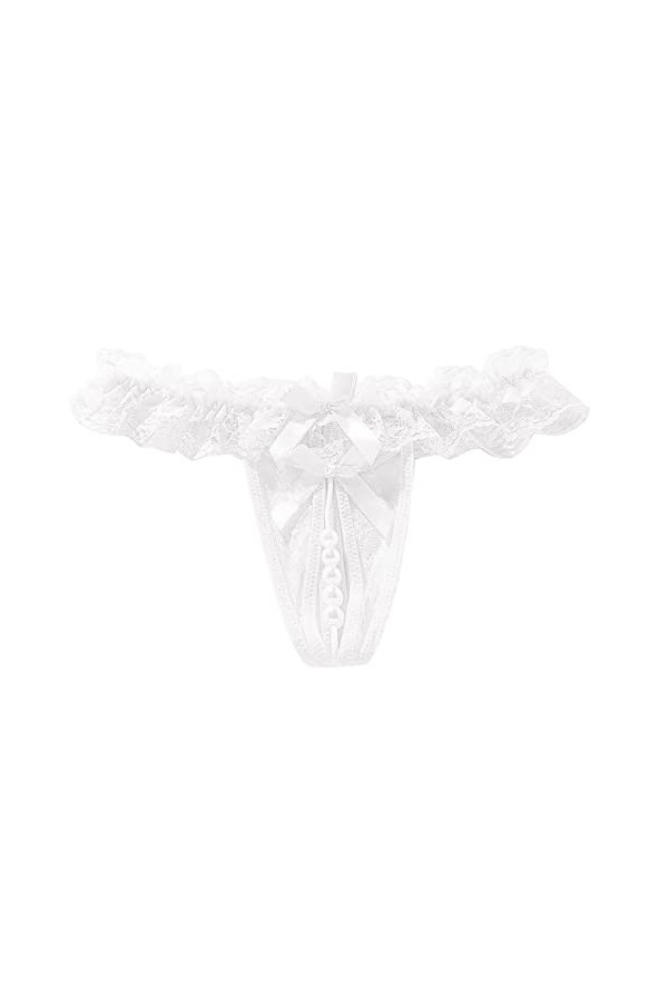 Vexiangni Culotte sexy en dentelle florale pour femme - En maille filet - Pour cosplay - Sexy - String pour femme, Blanc., XL