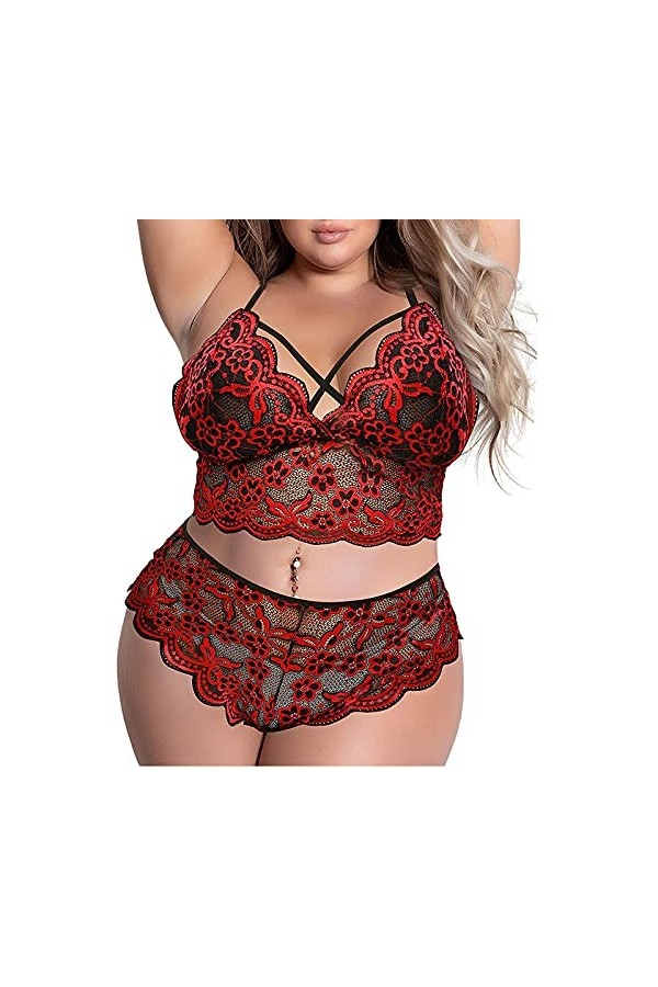 Corset Top Pyjamas Ring-Sous-vêtements Mode Sexy Pantalon Femme Collants en Acier Femme Lingerie Sexy, rouge, XL