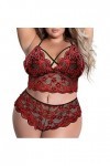 Corset Top Pyjamas Ring-Sous-vêtements Mode Sexy Pantalon Femme Collants en Acier Femme Lingerie Sexy, rouge, XL