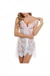 CreoQIJI Combinaison sexy pour femme - Sous-vêtements de nuit - Robe de soirée - Sexy - Cils - Robe de nuit - Dentelle - Ling