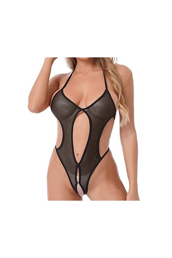 Kwatieh sous-VêTement Femme Dentelle - Nuisette Dentelle Femme Clubwear Cosplay Rouge Lingerie String Femme Sexy Chic Tenue S