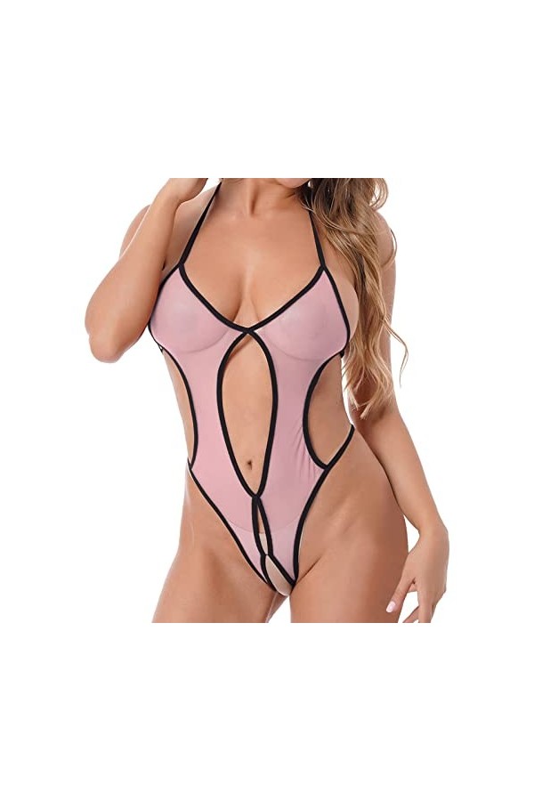 Kwatieh sous-VêTement Femme Dentelle - Nuisette Dentelle Femme Clubwear Cosplay Rouge Lingerie String Femme Sexy Chic Tenue S