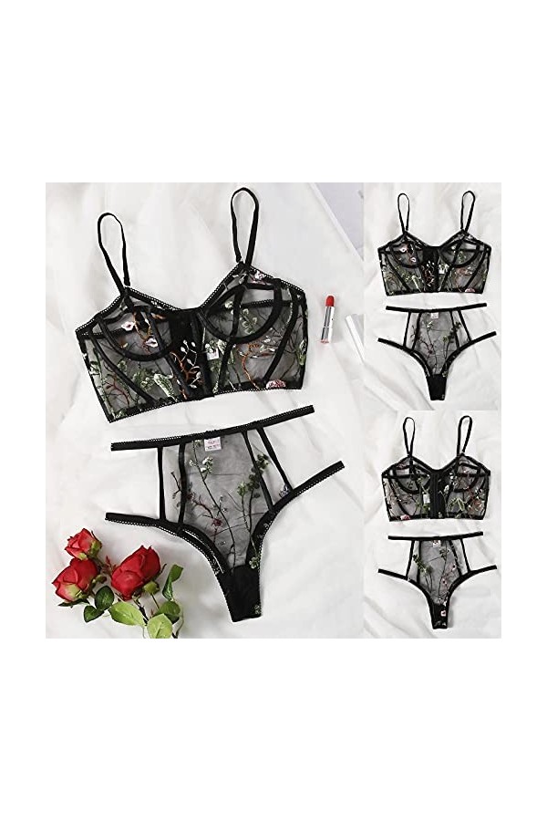 Lingerie Sexy Femme Coquine Hot Grande Taille sous-vêtements Polyester Deux piècesHomeFemale Nuisette Sexy Hot Transparent B