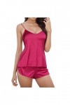 Jiabing Pyjama Pyjama Ensemble Lingerie vêtements de Nuit Femmes Shorts Sexy Satin Set Lingerie Sexy Cuir Hot Pink, XL 