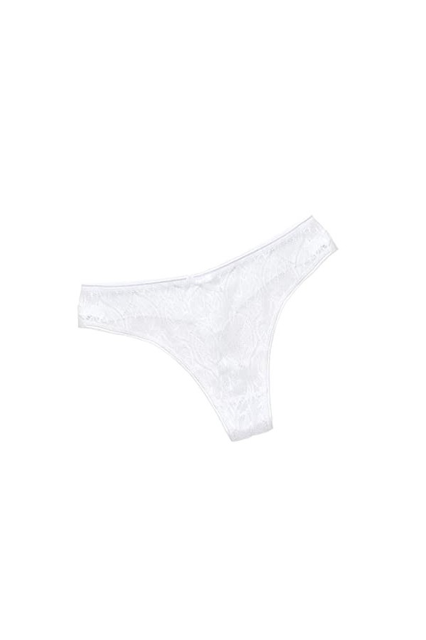 Générique Strings Hot Sexy Femme élégant T Sexy Lingerie Dentelle Retour Doux Thong Culotte de Nuit Confortable White-A, XXX