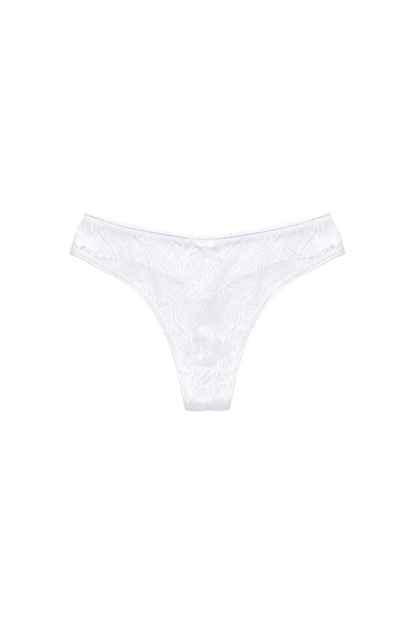 Générique Strings Hot Sexy Femme élégant T Sexy Lingerie Dentelle Retour Doux Thong Culotte de Nuit Confortable White-A, XXX