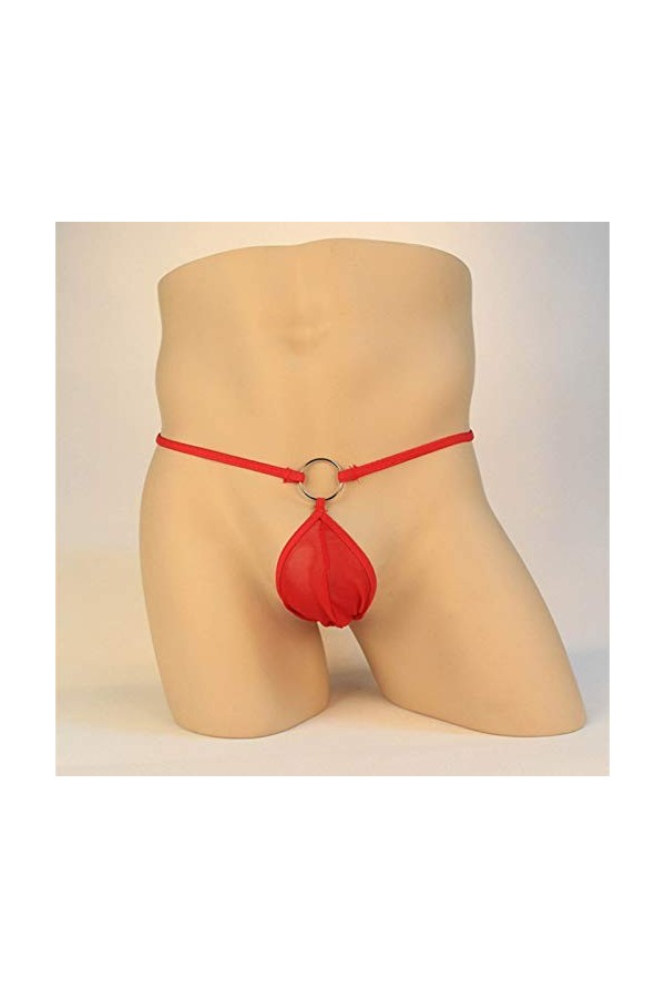 BIISDOST Hommes Slips Briefs sous-vêtements Respirants strongs Voir-Through Sexy Mesh Chemise De Nuit en Red, One Size 