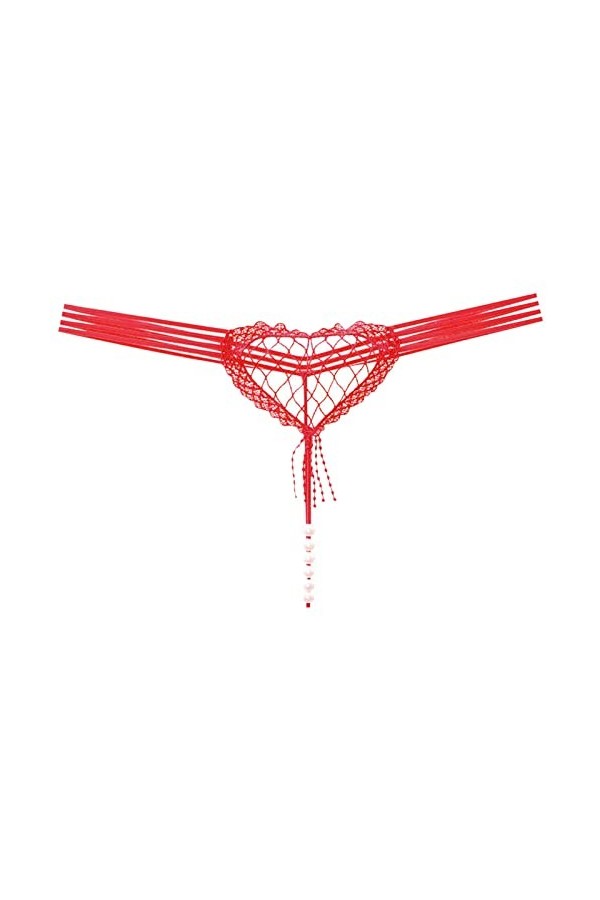 BIISDOST Culotte Creuse en Forme de cœur Sexy pour Femme Culotte Taille Basse Perle Sexy T Line Body Naissance Papa Red, One