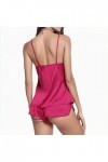 Jiabing Pyjama Pyjama Ensemble Lingerie vêtements de Nuit Femmes Shorts Sexy Satin Set Lingerie Sexy Cuir Hot Pink, M 