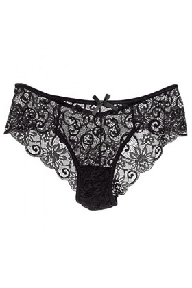 TDEOK Femmes Sexy Culottes Dentelle Décolleté Creux Taille Culotte Culotte Lingerie Sexy Dames, Noir , L