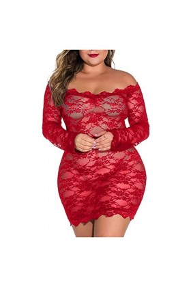 Fulidngzg Ensemble de vêtements de nuit pour femme sexy - Robe courte - Sous-vêtements - Lingerie - Ouvert - Pyjama - Plus - 