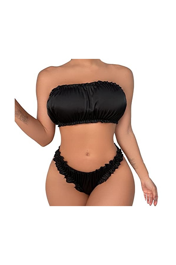 Lingerie Sexy pour Femme Ladies Fashion Sexy Lingerie Satin Lace Frilled Sling Nuisettes sous-vêtements Fantasme en Lingerie 