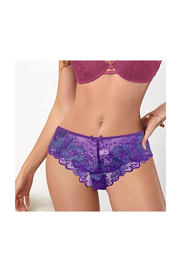 Lingerie Femme Sexy Ensemble Homme Sexy Hot y25k Femmes Culotte Rose Dentelle Transparent Évider sous-Vêtements Confort sans 