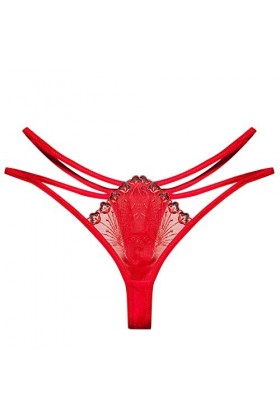BIISDOST Ladies Thong Culottes Pantalons Lace Briefs Thong Sexy sous-vêtements Femmes Body Sexy Sensuelle Red, One Size 
