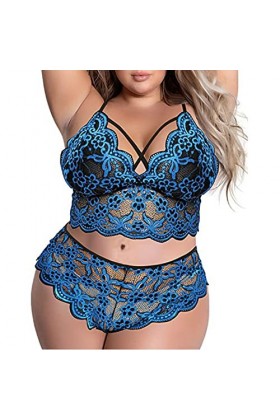 Ensemble de Lingerie Grande Taille pour Femme Sexy Halter Choker Soutien-Gorge à Bretelles et Culotte 2 pièces Ensemble de so