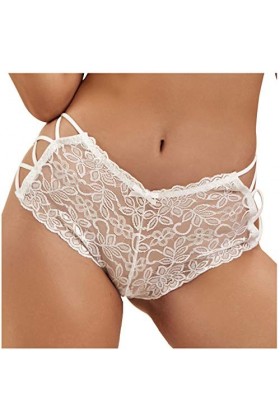 IKFIVQD Lingerie sexy pour femme Sous-vêtements en dentelle Taille basse Culotte sexy en dentelle, blanc, XXX-Large