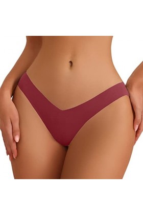 Aoklidil Sous-vêtements Sexy Femme Sexy Creux Broderie Ultra Mince Transparent Coquette Tanga Taille Basse Culotte, Rouge pas