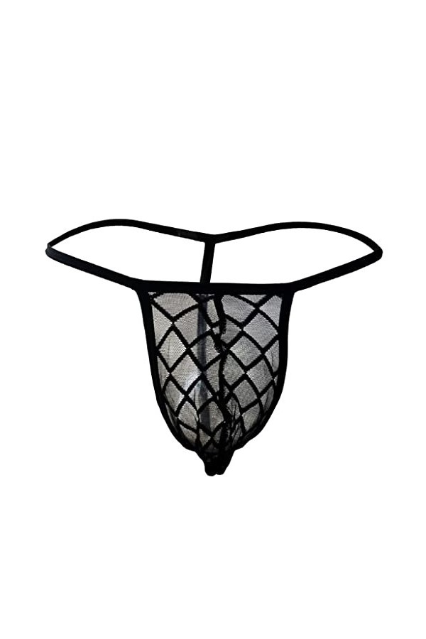 TDEOK Sous-vêtements sexy pour homme - Culotte en maille - String en dentelle - Lingerie sexy, Noir , XL