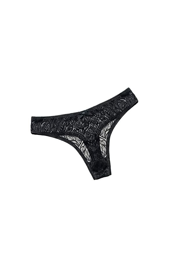 Générique Strings Hot Sexy Femme élégant T Sexy Lingerie Dentelle Retour Doux Thong Culotte de Nuit Confortable Black-A, XXX