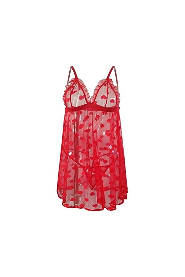 PYUIYY Lingerie pour Femmes Chemise de Nuit en Dentelle Déshabillés Chemises de Nuit Sexy Halter Nighties Sheer Mesh Nightwea