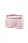 Jiabing Slips Boxer Respirable Sexy Maillage sous-vêtements Slips pour Hommes Body Sexy Pink, XL 