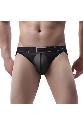 Sous-vêtement pour homme - En maille - Taille basse - Doux et respirant - Sexy - Sous-vêtements longs, Noir , XXL