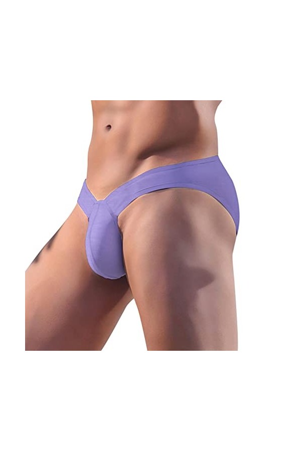Sous-vêtements pour homme, taille 10, sexy, taille basse, caleçon 3D, respirant, doux et fixe, boxer court pour homme, lilas,